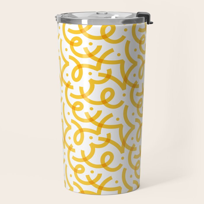 Fun yellow line doodle pattern Travel Mug Gallery Image 2