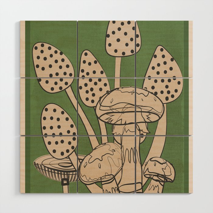 Abstract Mushrooms 4 Wood Wall Art Gallery Image 1