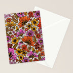 Retro Flower Power - Pink & Red Stationery Card Gallery Image 2