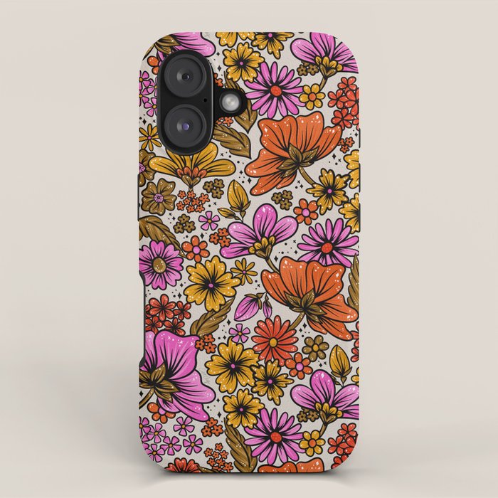 Retro Flower Power - Pink & Red iPhone Case Gallery Image 1