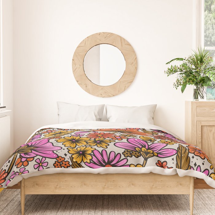 Retro Flower Power - Pink & Red Duvet Cover Gallery Image 3