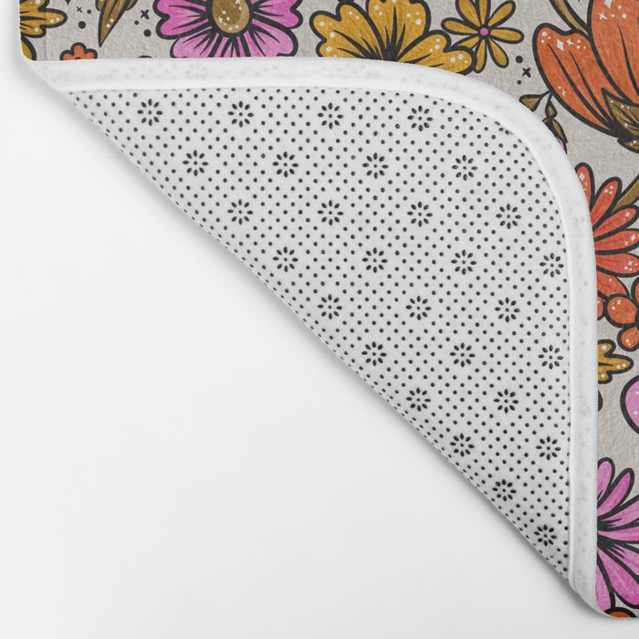 Retro Flower Power - Pink & Red Bath Mat Gallery Image 2