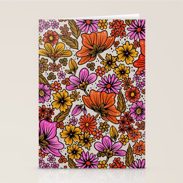 Retro Flower Power - Pink & Red Stationery Card Gallery Image 2