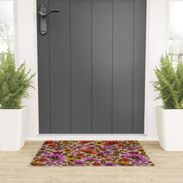 Retro Flower Power - Pink & Red Welcome Mat Gallery Image 3
