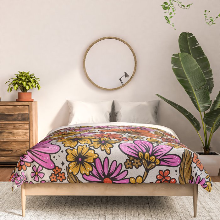 Retro Flower Power - Pink & Red Comforter Gallery Image 3