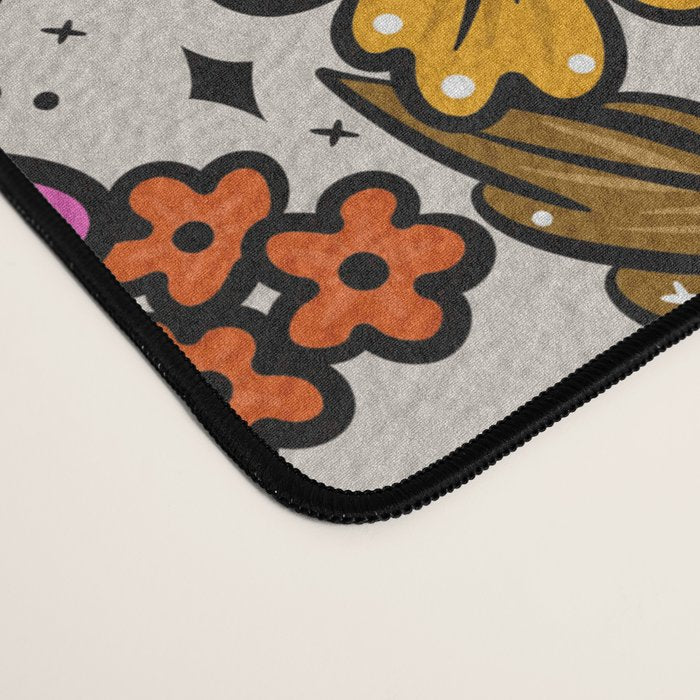 Retro Flower Power - Pink & Red Desk Mat Gallery Image 4