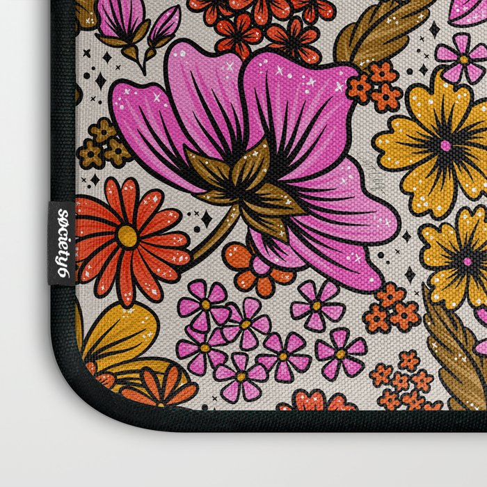 Retro Flower Power - Pink & Red Laptop Sleeve Gallery Image 3