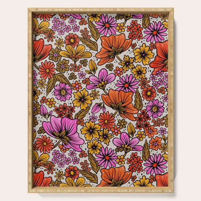 Retro Flower Power - Pink & Red Serving Tray Gallery Image 1