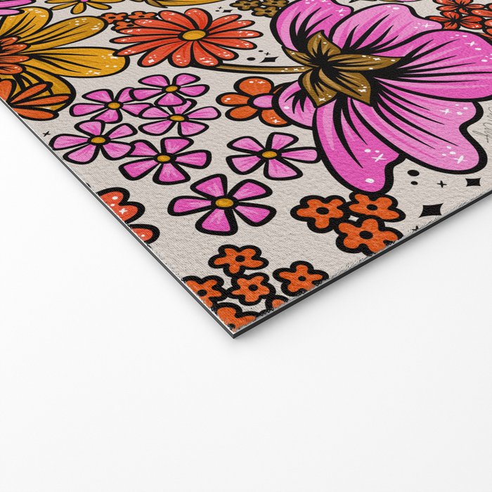Retro Flower Power - Pink & Red Welcome Mat Gallery Image 2