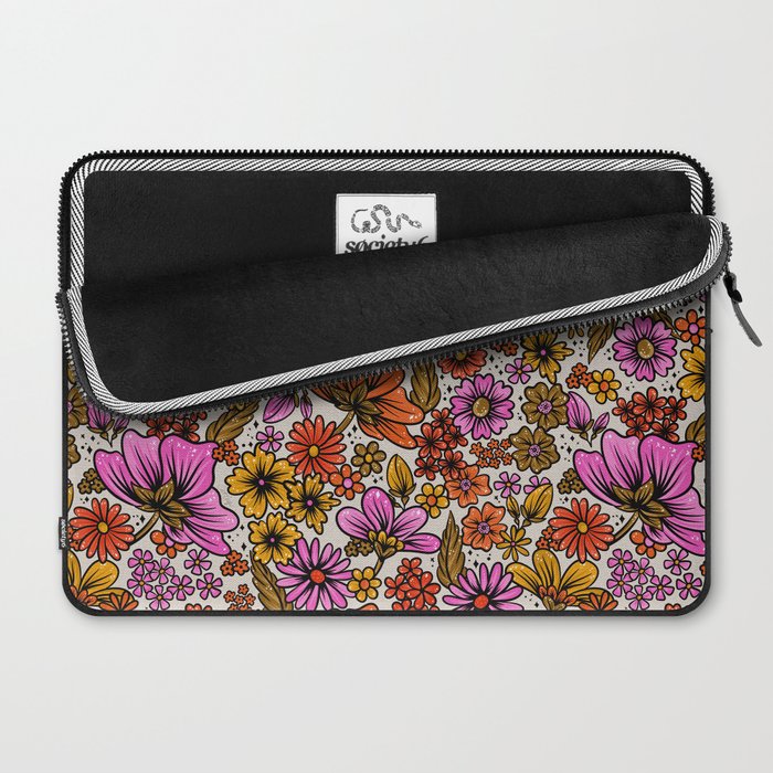 Retro Flower Power - Pink & Red Laptop Sleeve Gallery Image 2