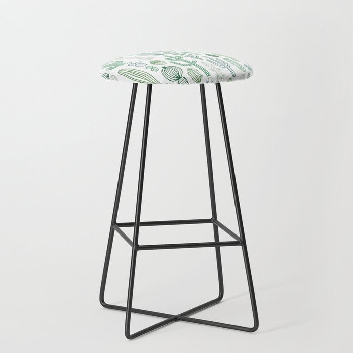 Cactus plant hand drawn doodle pattern Stool Gallery Image 1