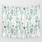 Cactus plant hand drawn doodle pattern Wall Tapestry Gallery Image 4