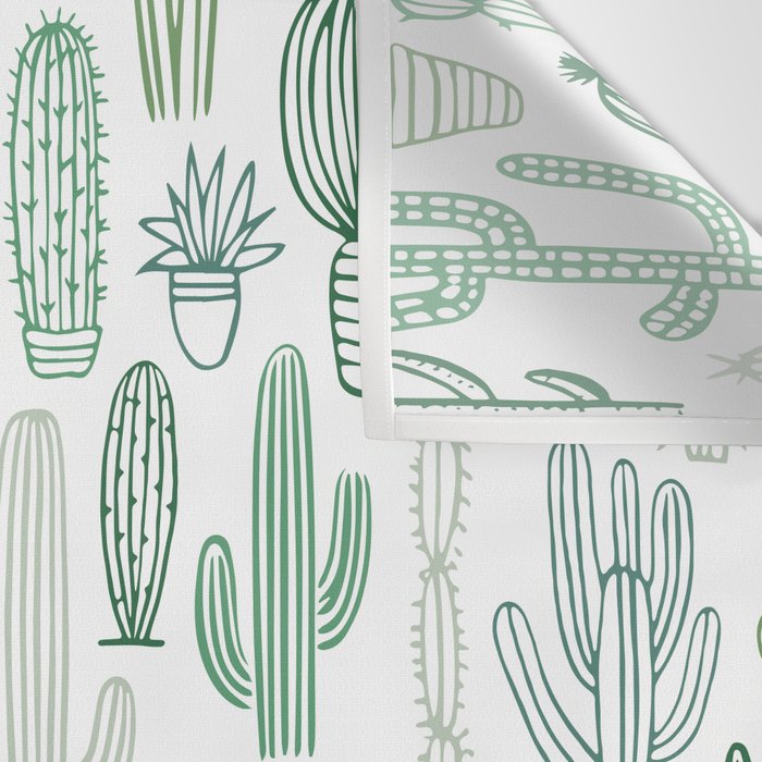 Cactus plant hand drawn doodle pattern Wall Tapestry Gallery Image 3