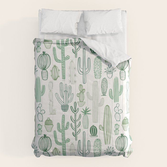 Cactus plant hand drawn doodle pattern Comforter Gallery Image 6