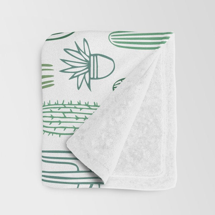 Cactus plant hand drawn doodle pattern Throw Blanket Gallery Image 3