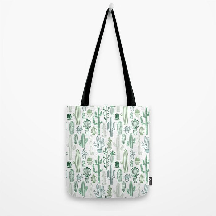 Cactus plant hand drawn doodle pattern Tote Bag Gallery Image 2