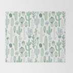 Cactus plant hand drawn doodle pattern Throw Blanket Gallery Image 2