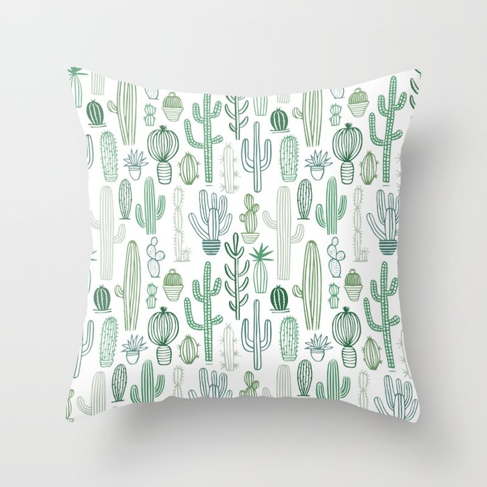 Cactus plant hand drawn doodle pattern Throw Pillow Gallery Image 6