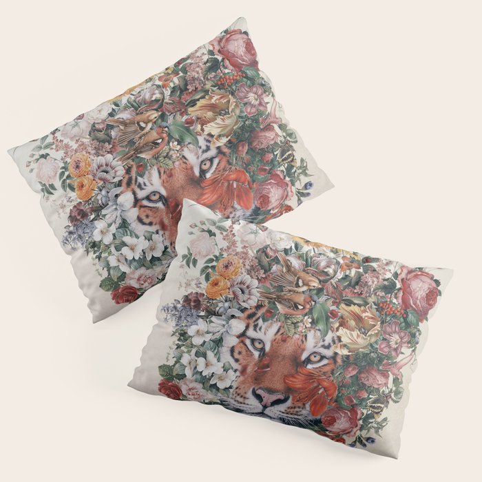 Flower Tiger Pillow Sham Gallery Image 1