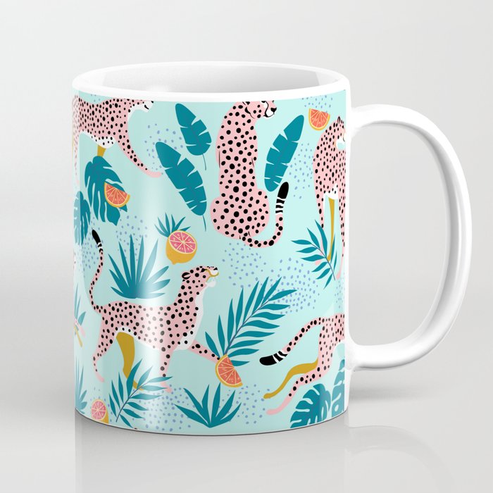 Cheetahs In The Grapefruit Grove, Tropical Jungle bohemian Wildlife, Tiger Wild Cat Nature Forest Coffee Mug Gallery Image 1