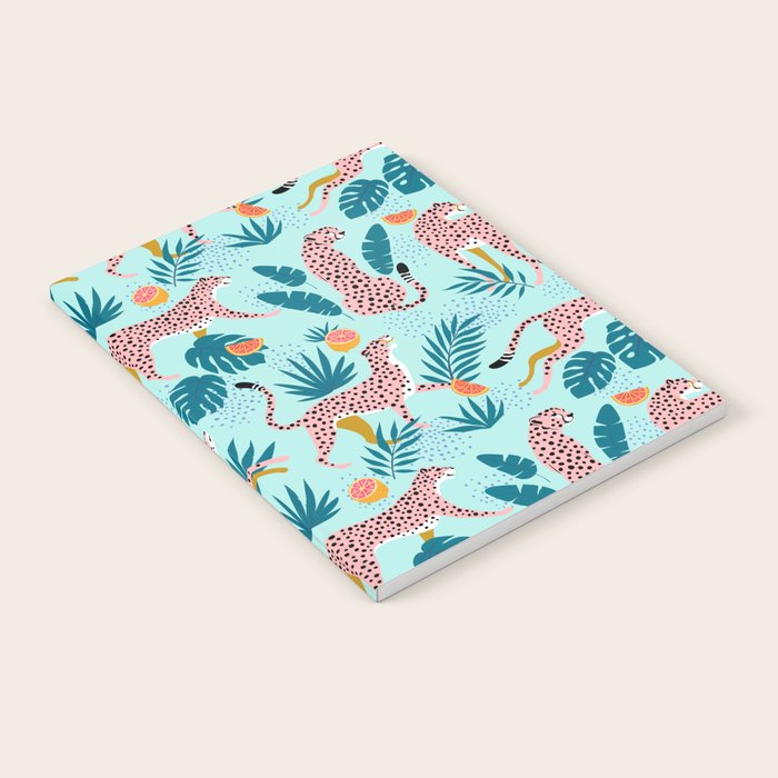 Cheetahs In The Grapefruit Grove, Tropical Jungle bohemian Wildlife, Tiger Wild Cat Nature Forest Notebook Gallery Image 1
