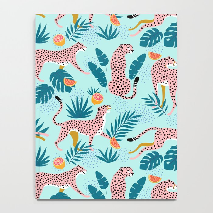 Cheetahs In The Grapefruit Grove, Tropical Jungle bohemian Wildlife, Tiger Wild Cat Nature Forest Notebook Gallery Image 4