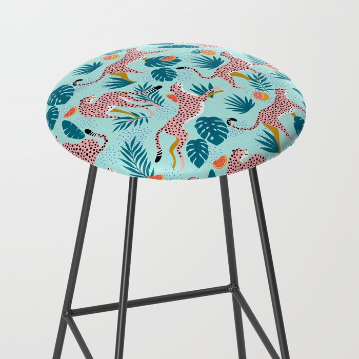 Cheetahs In The Grapefruit Grove, Tropical Jungle bohemian Wildlife, Tiger Wild Cat Nature Forest Stool Gallery Image 2