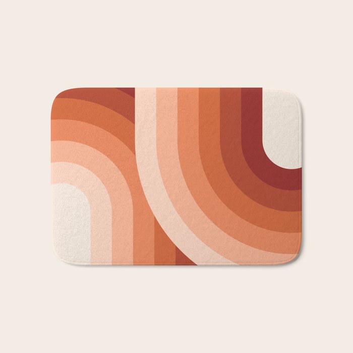 Mid Century Modern Geometric 89 in Terracotta Shades (Rainbow Abstract) Bath Mat Gallery Image 1