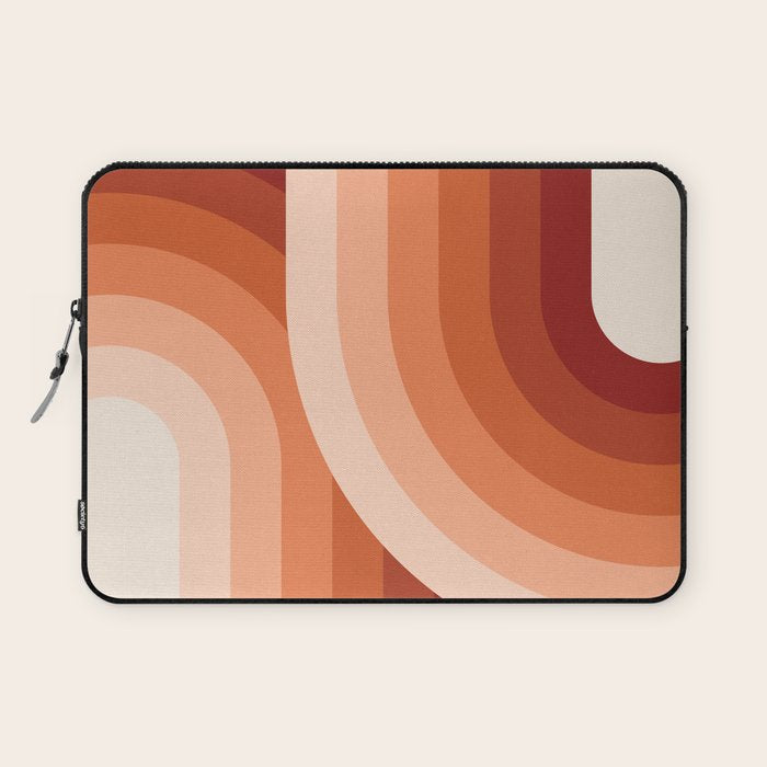 Mid Century Modern Geometric 89 in Terracotta Shades (Rainbow Abstract) Laptop Sleeve Gallery Image 1