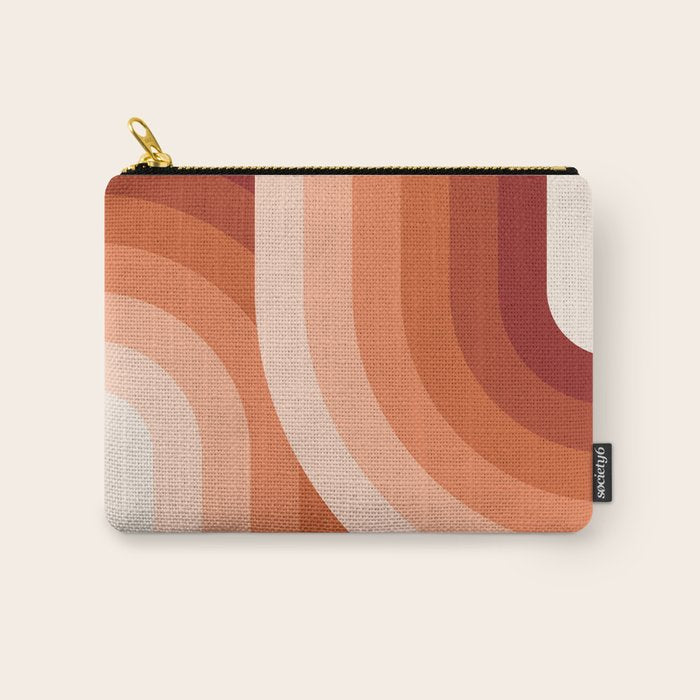 Mid Century Modern Geometric 89 in Terracotta Shades (Rainbow Abstract) Carry All Pouch Gallery Image 1