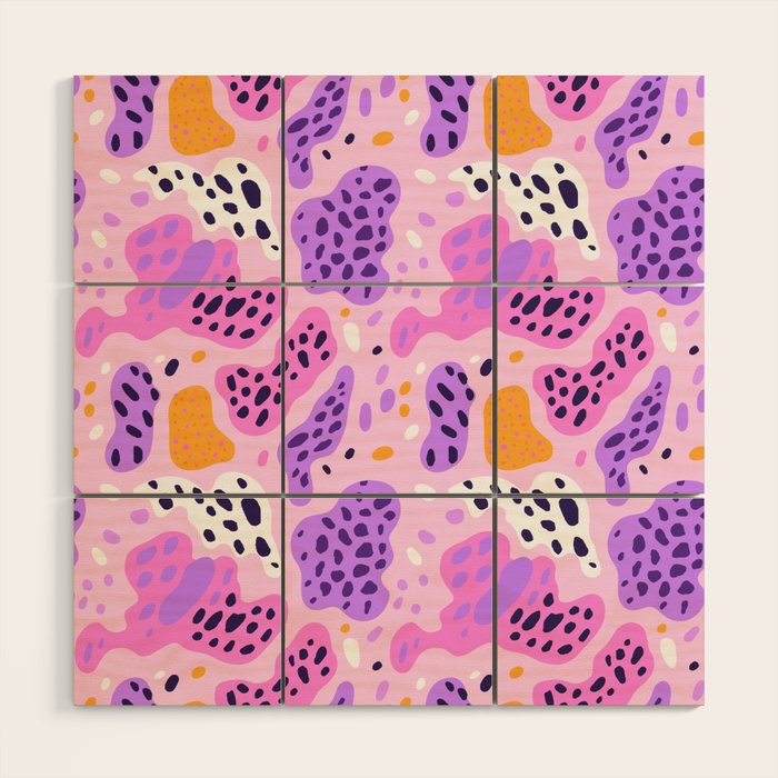 Abstract colorful animal print art pattern Wood Wall Art Gallery Image 1