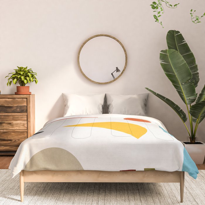 Colorful Minimalist Modern Cut-Outs Artwork 001 Comforter Gallery Image 3