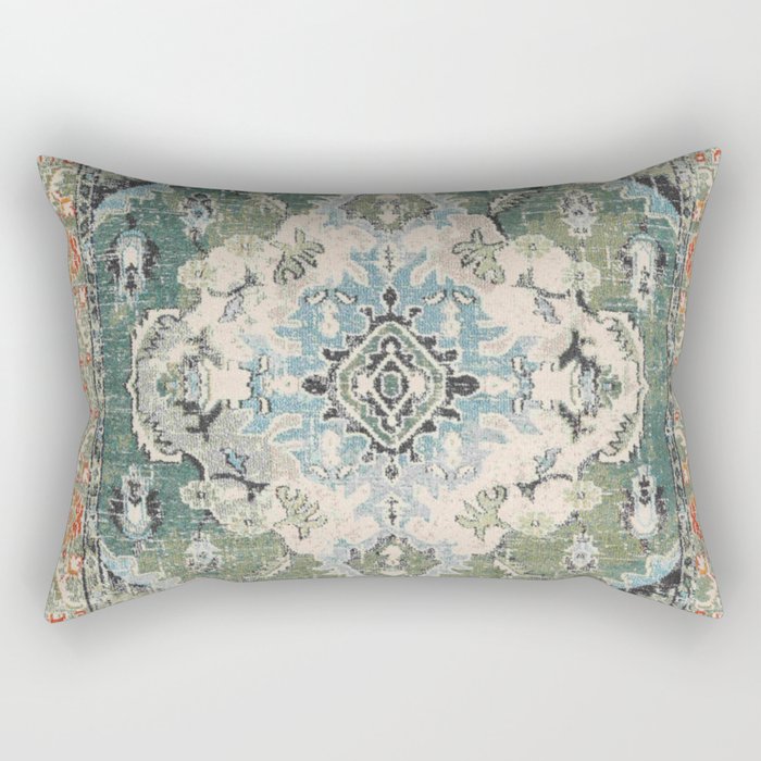 Green Persian rug Rectangular Pillow Gallery Image 1
