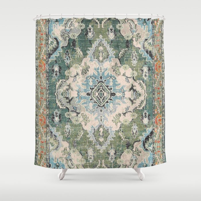 Green Persian rug Shower Curtain Gallery Image 1
