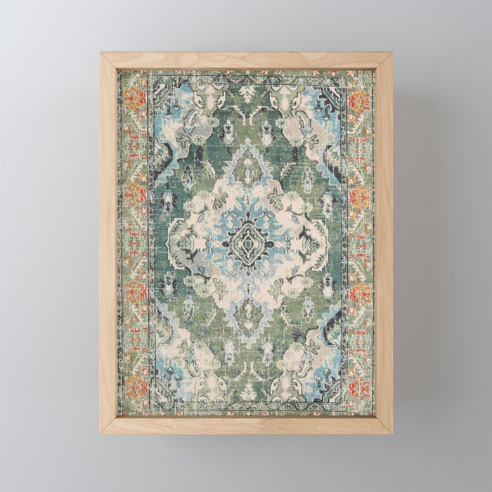 Green Persian rug Mini Art Print Gallery Image 1