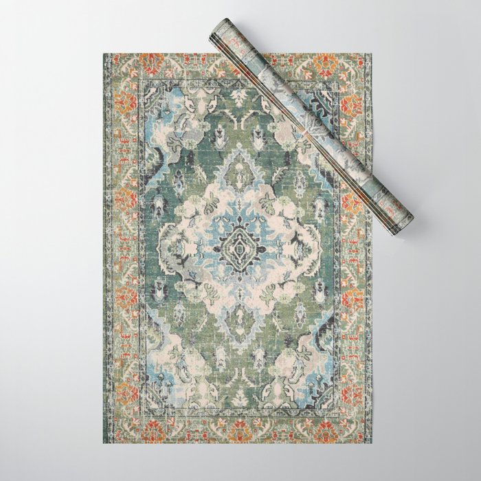 Green Persian rug Wrapping Paper Gallery Image 1
