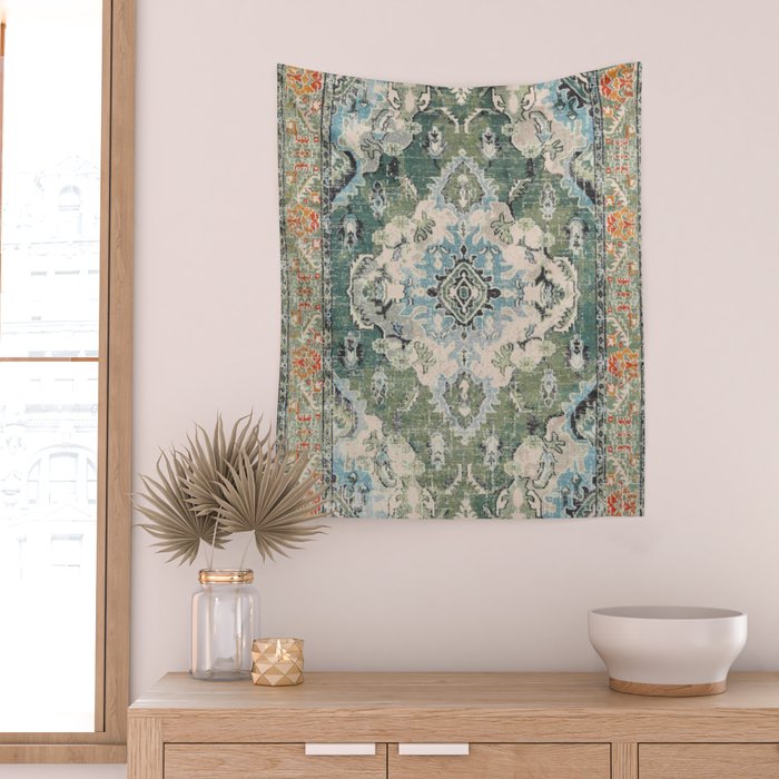 Green Persian rug Wall Tapestry Gallery Image 2