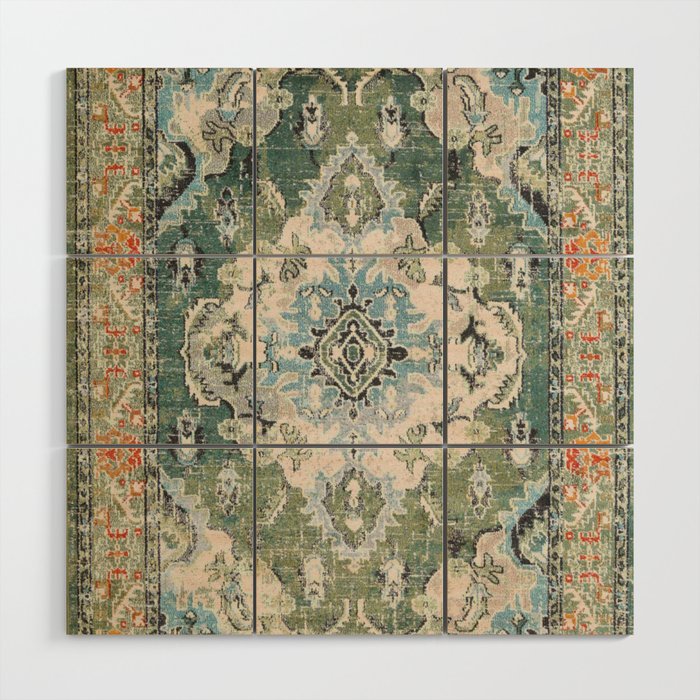 Green Persian rug Wood Wall Art Gallery Image 1