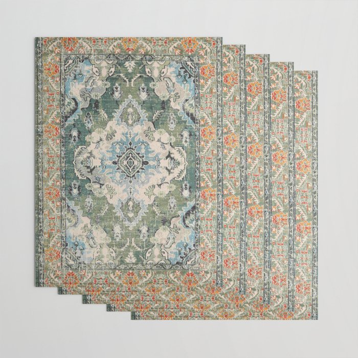 Green Persian rug Wrapping Paper Gallery Image 3