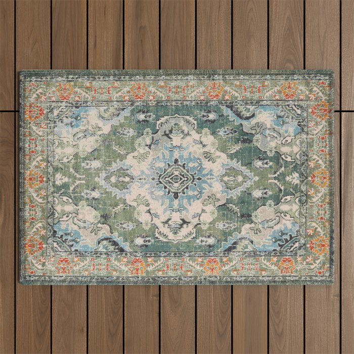 Green Persian rug Outdoor Rug Gallery Image 1