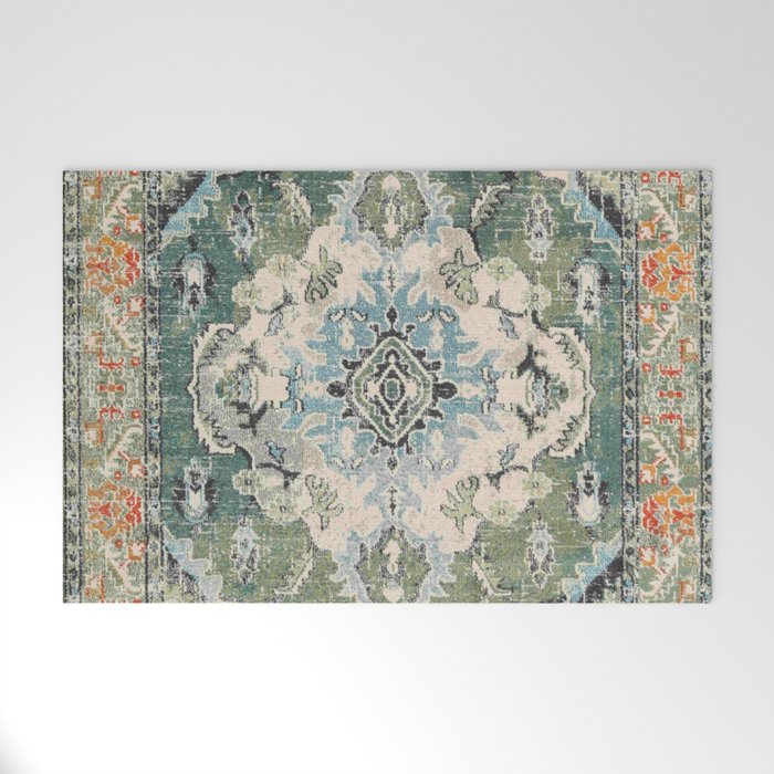 Green Persian rug Welcome Mat Gallery Image 1