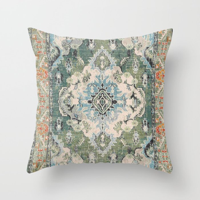 Green Persian rug Throw Pillow Gallery Image 6