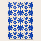Scandi Floral Grid Retro Flower Pattern Bright Blue and Cream Cutting Board Gallery Image 1