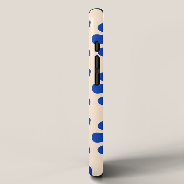 Scandi Floral Grid Retro Flower Pattern Bright Blue and Cream iPhone Case Gallery Image 2