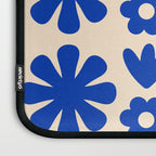 Scandi Floral Grid Retro Flower Pattern Bright Blue and Cream Laptop Sleeve Gallery Image 3