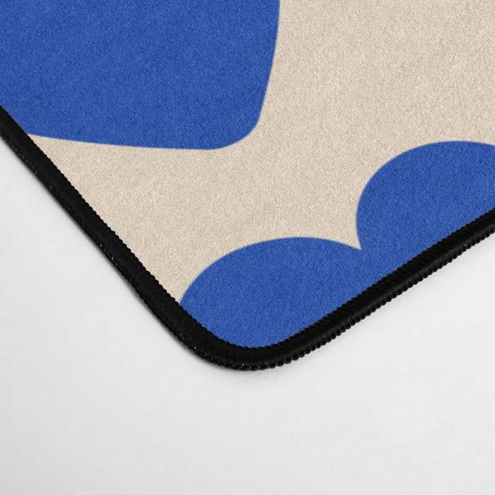 Scandi Floral Grid Retro Flower Pattern Bright Blue and Cream Desk Mat Gallery Image 4