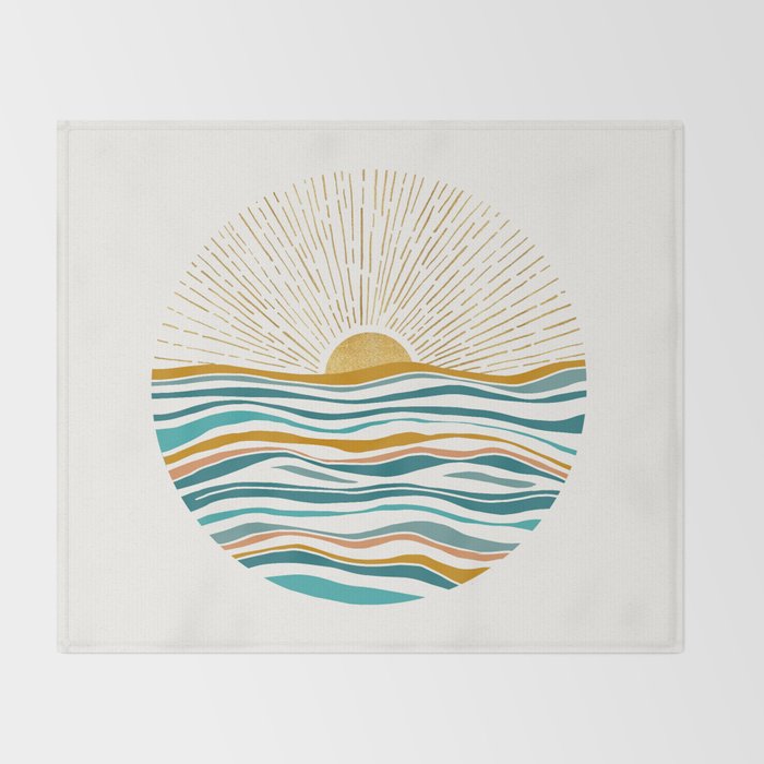 The Sun and The Sea - Gold and Teal Throw Blanket Gallery Image 2