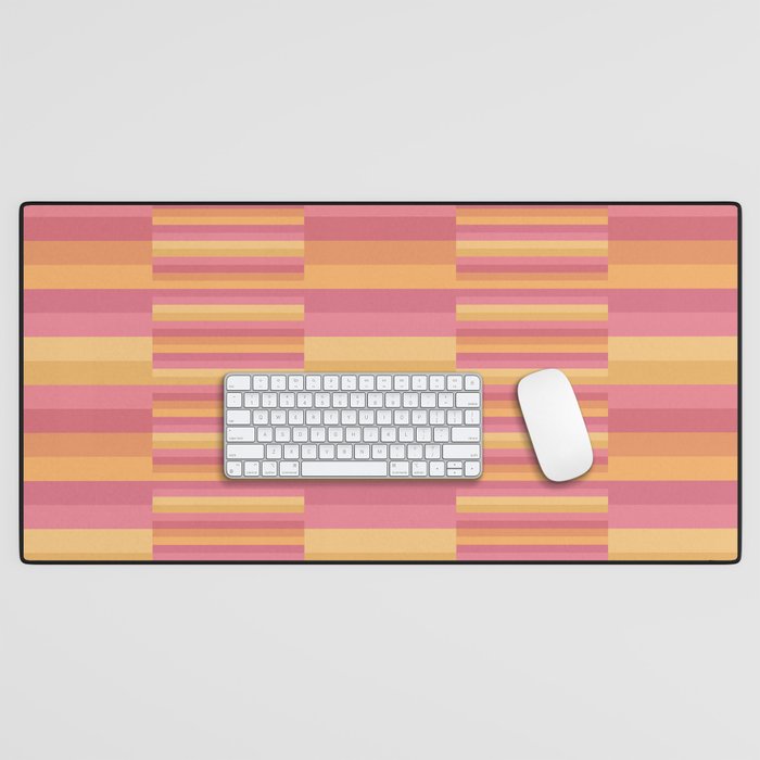 Mixed Stripes Pattern V Pink Yellow Orange Desk Mat Gallery Image 1