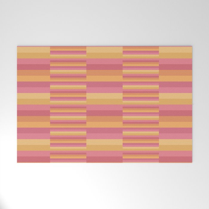 Mixed Stripes Pattern V Pink Yellow Orange Welcome Mat Gallery Image 1