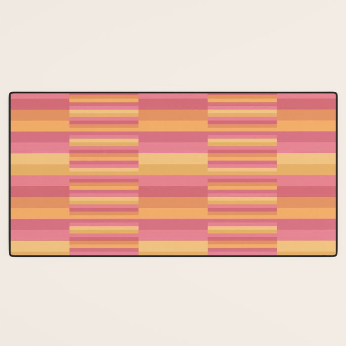 Mixed Stripes Pattern V Pink Yellow Orange Desk Mat Gallery Image 3